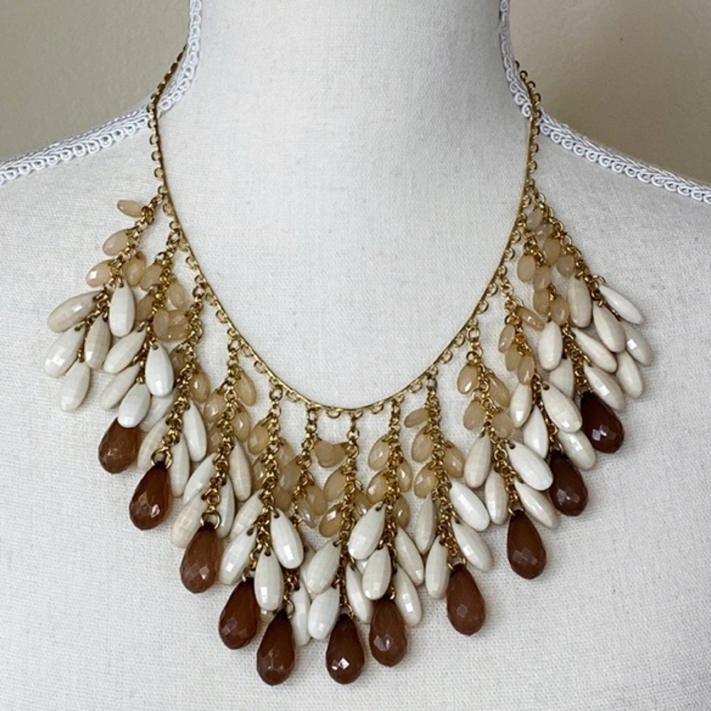 Express Bib Necklace Statement Fashion Jewelry Gold And Neutral Tones